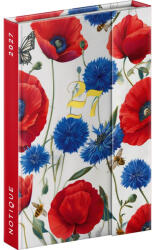 Presco Határidőnapló mágnessel záródó, heti, fehér lapokkal Porcelain Poppies 110x160mm, Presco (5412-PO)