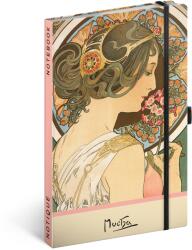 Presco Keménytáblás notesz krémszínű lapokkal, pontozott, leszorító gumiszalaggal Alphonse Mucha - Primrose 130x210mm, Presco (5416-AMPR)