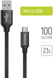 ColorWay Cablu Date, USB, Micro-USB, 2.1A, 1m - ColorWay (CW-CBUM002-BK) - Black (KF2347577) - vexio
