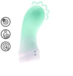 Loveline Vibrator Smooth Finger, 10 Moduri Vibratii, Silicon, USB Magnetic, Verde, 10.5 cm Vibrator