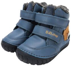 D. D. STEP pantofi pentru băieți cu talpă înaltă, căptușiți cu piele de căprioară și cu închidere cu velcro Farmer albastru (14F2F8)
