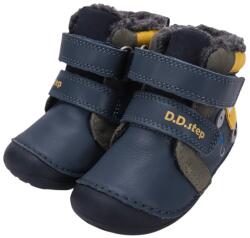 D. D. STEP pantofi pentru băieți, cu căptușeală, cu velcro, model „primii pași, cu imprimeu cu căruțe albastru (14F2E9)