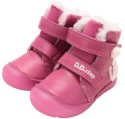 D. D. STEP pantofi pentru fete cu talpă înaltă, căptușiți, cu închidere cu velcro și imprimeu cu pisici - fluorescenți roz (14F44C)