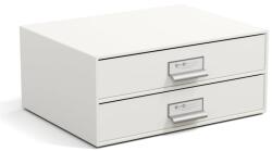 Bigso Box of Sweden Birger fehér fiókos tároló doboz 2 fiókkal, irodai dokumentum és írószer rendszerező, újrahasznosított anyagból, 33x25x1
