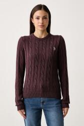 U. S. Polo Assn U. S. Polo Assn. női pamut pulóver CREW NECK CABLE - burgundia M