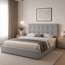 Elvisia NATIVA kárpitozott dupla ágy léces ágyráccsal | szürke 160 x 200 cm