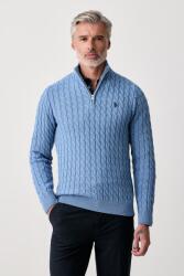 U. S. Polo Assn U. S. Polo Assn. pulóver férfi pamut CLASSIC COTTON CABLE KNIT 1/4 ZIP FUNNEL - kék L