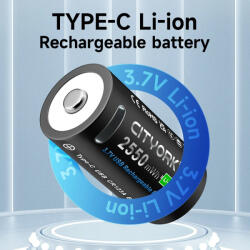 CITYORK 16340 16350 700mAh RCR123A micro USB újratölthető 3, 7V Lithium fotóelem (CITYORK-16340-700-USB-3-7V)