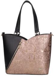 Karen fekete erezett / fényes bronz indamintás rostbőr női válltáska 2507 lisa