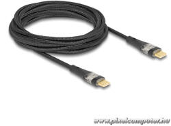 Delock Kábel - 80765 (USB A - USB TypeC - adat és töltő kábel áttetsző PD 3.0 100W fekete, 3m) (80765)