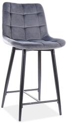  Scaun de bar tapitat TIMERO, gri/negru