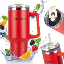 Humanas Vákuumos termo bögre szívószállal és fogantyúval 1200ml Acél Auto Bpa Free (HS5066)