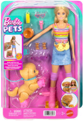 Mattel Set Barbie cu role pentru plimbat câinele - Păpușă blondă - Mattel (JMJ44) Figurina