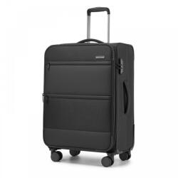 British Traveller Fekete „Manhattan prémium textil bőrönd - M, L, XL méret (K597solo-black-HU)