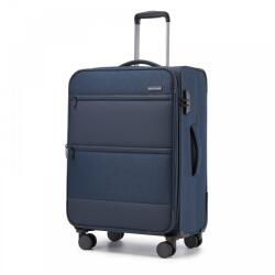 British Traveller Kék „Manhattan prémium textil bőrönd - M, L, XL méret (K597solo-navy-HU)