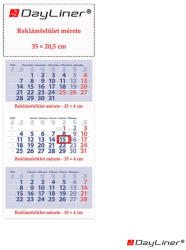Dayliner Speditőr naptár 3 tömb, 3 hónap Maxi Club 350 × 820 mm, fehér lapokkal Fejrész üres Dayliner 2027 - papirx