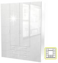  Dulap, 4 uşi, alb extra lucios hg, gwen 70429 (UE-0000106511) Garderoba