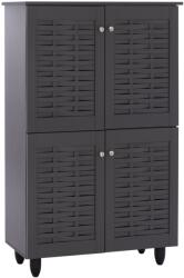 Dulap Pantofi Kabira, 4 usi, gri inchis, 77x34x123 cm (UE-HM2210.10) Garderoba