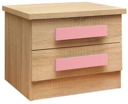  Noptiera Playroom, 2 sertare, 40x48x39 cm, nuanta sonoma/roz (UE-HM11062.02)
