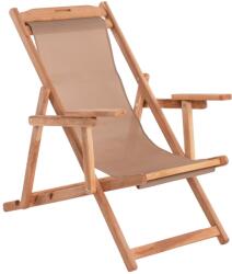  Sezlong pliabil Limnos, lemn masiv de fag, nuanta mocha/natur, 62.5x87-97x80-105 cm (UE-HM11877)