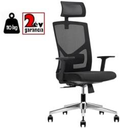  MIRA ergonomikus irodai forgószék fejtámlával, állítható deréktámasszal és 3D karfával, krómacél lábkereszttel