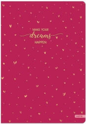 Lastva Füzet, LASTVA Make your dreams happen-R, A5, 52 lapos, vonalas (FLMYDHRA552V)