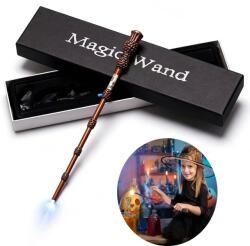 Goaduoynt Világító varázspálca Varázsló Pálca Halloween Cosplay Kütyü 34CM (Świecąca LED Magiczna Brązowy różdżka)
