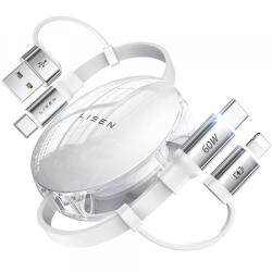 Lisen Cablu Date si Incarcare USB-C / USB-A - USB-C / Lightning Lisen, 60W, 1m, Alb YL0123030001