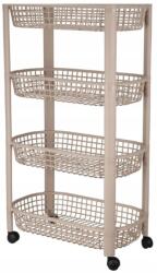Koopman Mobil fürdőszobai konyhai kocsi 4 kosárral 78, 8x26x46, 5cm Bézs (KO410410/ALL)