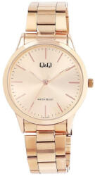 Q&Q Ceas cu bratara, auriu-roz 20 cm din otel inoxidabil 20 mm, carcasa metalica 40 mm, quartz Miyota 2035, indicatoare luminescente, 3 bar Ceas
