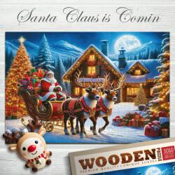 Wooden City Puzzle din lemn Moș Crăciun sosește Puzzle