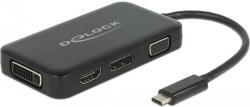Delock Multi-Adaptor Video DeLOCK USB-C (Tata) la VGA / HDMI / DVI / DP (63929)