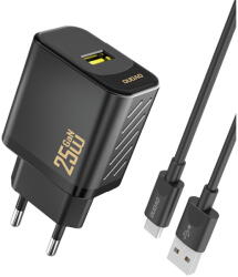 Dudao A27STEU 25W GaN USB-A Wall Charger with USB-A - USB-C Cable - Black (A27STEU black) - vexio