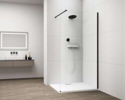 POLYSAN Esca - Walk-In zuhanyfal 80x210 cm, Antidrop, átlátszó/matt fekete üveg ES1080-02 (ES1080-02)