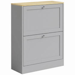 HomCom Dulap pentru pantofi 12 perechi, Dulap de intrare cu 2 sertare rabatabile și rafturi reglabile, 60 x 23, 5 x 80cm, Gri | Aosom Romania (837-516V80GY) Pantofar
