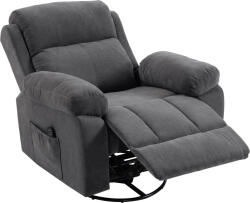 HOMCOM Fotoliu relax TV rotativ 360° fotoliu de masaj cu încălzire, masaj, aspect chenille, gri închis | Aosom Romania (700-210V90CG)