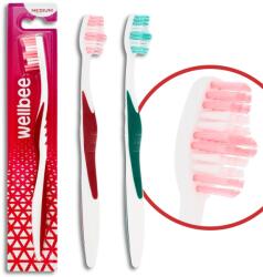 Wellbee Felnőtt fogkefe, Wellbee, közepes, nejlon, 0, 18 mm, kevert színek készlet
