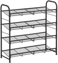 SongmicsHome IRON cipőtartó állvány, 4 polcos, 68, 5x27, 5x65 cm, fekete SongmicsHome