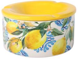  Citrommintás szélálló kerámia hamutartó sárga peremmel - 15 cm - 2 (M-23061-sárga-2)