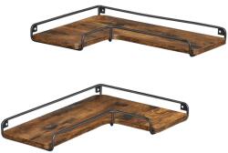 VASAGLE Raft de perete de colț LOFT, set 2 buc. , maro/negru Raft