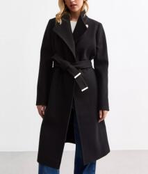 New Look Fekete, tölcsérnyakú, öves kabát 50