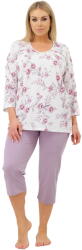 Italian Fashion pijama damă MARIELLA mânecă 3/4, pantaloni 3/4, imprimeu/mov: L (AAF-KPZ-MARIE33DW L)