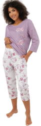 Italian Fashion pijama damă KARILLA mânecă 3/4, pantaloni 3/4, lila/imprimeu: L (AAF-KPZ-KARI-33WD L)