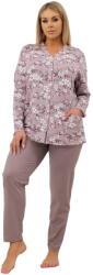 Italian Fashion pijama damă cu nasturi OSZIMA mânecă lungă, pantaloni lungi, imprimeu/cappuccino: M (AAF-KPZ-OSZI-DDDC M)