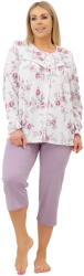 Italian Fashion pijama damă MARIELLA mânecă lungă, pantaloni 3/4, imprimeu/erica: XL (AAF-KPZ-MARIED3DW XL)