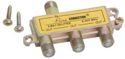 Delight Divizor Antena F 1 Intrare - 3 Iesiri, Splitter Coaxial 5-900 MHz pentru TV (GLB_05257)