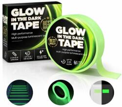  Banda Fosforescenta Autoadeziva Macvi® 2cm x 5m, Fotoluminiscenta, Incarcare cu Lumina, Vizibila pana la 8 Ore, Banda Siguranta Marcaj, Decor Interior/ Exterior (MCV-02788)