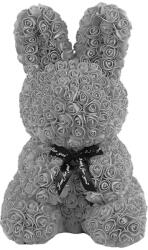  Iepuras Decorativ Macvi® din Trandafiri Spuma Gri 45 cm cu Fundita Cutie Cadou Inclusa Decor Elegant (MCV-02822)