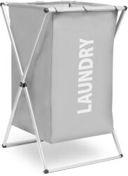 Bewello Cos de rufe pliabil din material textil 55L, 37.5x38x57 cm, gri, cadru metalic, buzunar lateral (GLB_BW2034A)