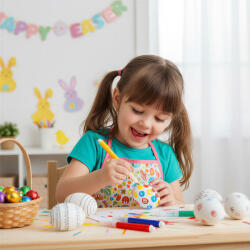  Set Decorare Oua de Paste cu Carioci, 6 Oua, Activitate Creativa pentru Copii (GLB_57946)